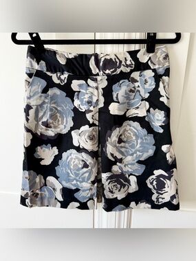 Express Design Studio Y2K Floral A-Line Mini Skirt Blue Gray Sz 6